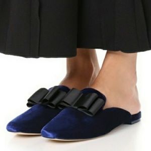 Joie Jean Bow Navy Velvet/Black Bow Loafer Mule